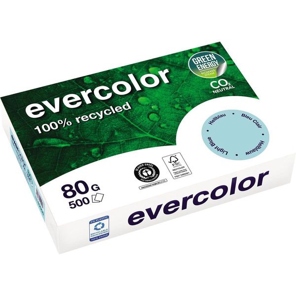 Clairefontaine Clairefontaine Carta Da Riciclaggio Evercolor Hellblau Din A4 80 G/Qm 500 Blatt-image