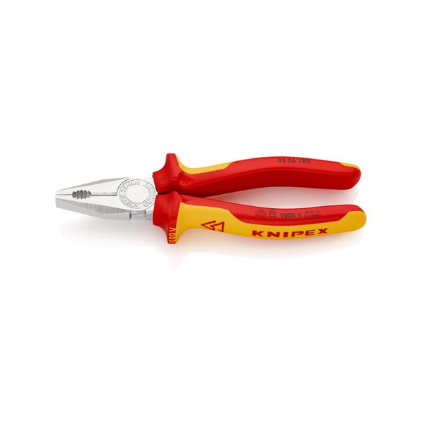 Kombizange Din Iso 5746 L.180Mm Vde-GeprüFt Chrom Mehrkomponenten-HüLlen Knipex (03 06 180 Sb)-image