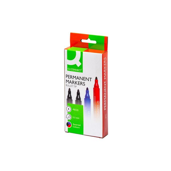 Q-Connect® KF26088 Marcatore Permanente - Circa 2 - 3 Mm, Confezione Da 4 Pz-image