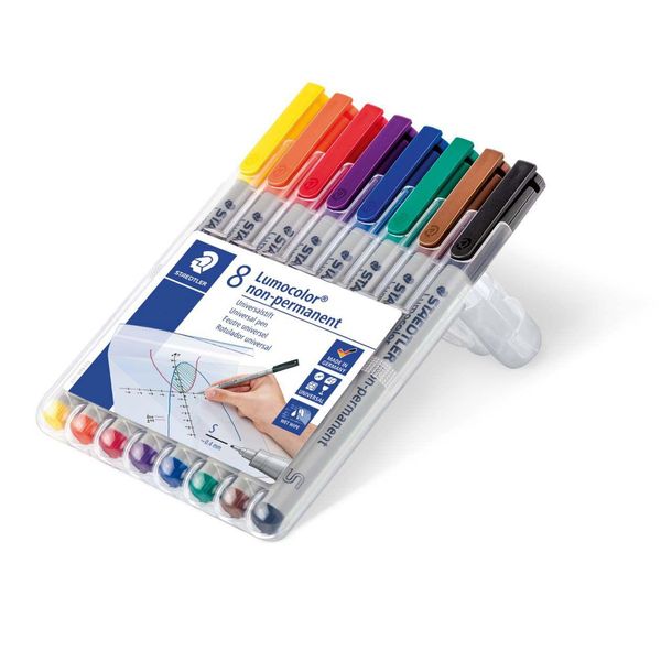 Staedtler® 311 WP8 Penna A Punta Fine Penna Universale Lumocolor® - Non Permanente, S, 8 Colori-image