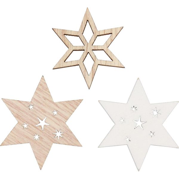 Stelle Di Legno Decorazioni Natalizie Bianche Naturali Decorazioni Da Tavola 72 Pezzi, 72 Pezzi-image