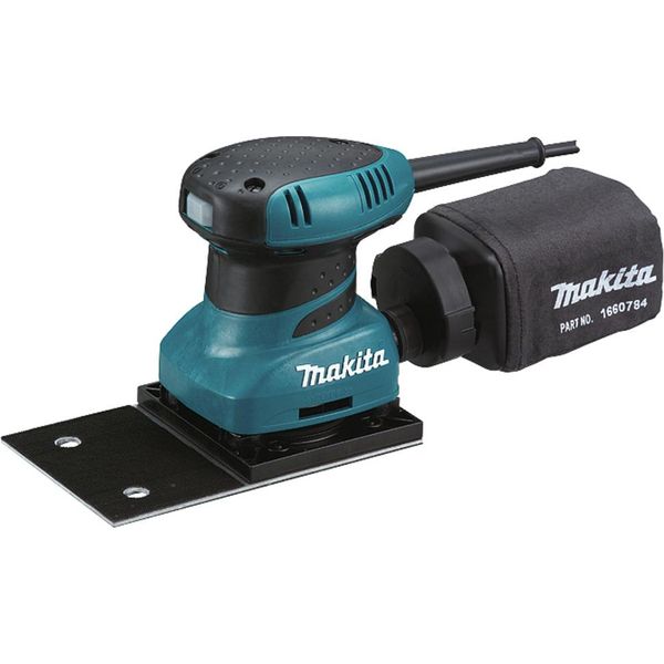 Makita Bo 4566 Levigatrice Orbitale Elettrica, 200 Watt, Superficie Di Levigatura 100 Mm, Sistema Di Aspirazione Della Polvere-image