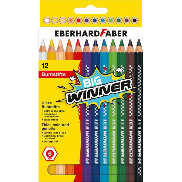 Eberhard Faber 518712 Eberhard Faber Matita Colorata Esagonale Big Winner, Confezione Da 12 Pezzi-image