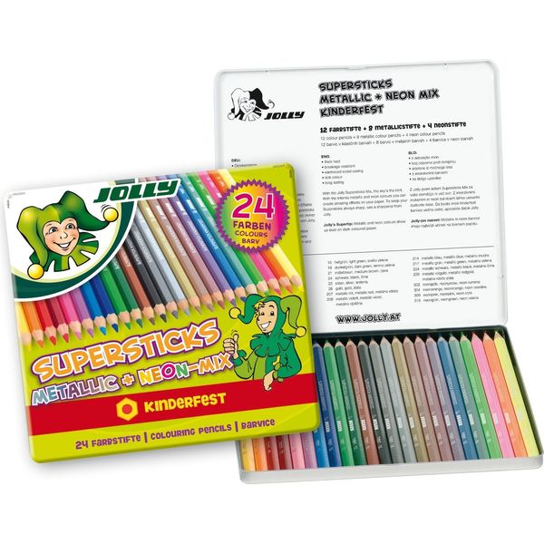 Jolly 3000-0449 24X Supersticks Metallic + NEON-MIX Buntstifte Farbsortiert-image
