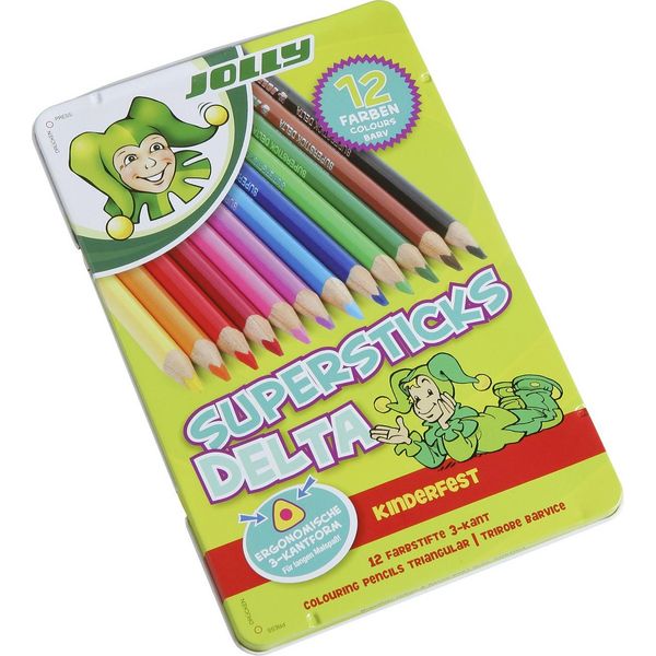 Jolly 3003-0013 12 Jolly Supersticks Delta Buntstifte Farbsortiert-image
