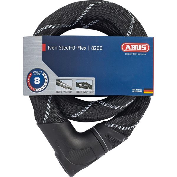 Abus Serratura A Cavo Corazzato Iven Steel-O-Flex 8200 - Serratura Per Moto In Cavo D'acciaio Con Armatura In Manicotti D'acciaio - Livello Di Sicurezza Abus 8 - 85 Cm-image