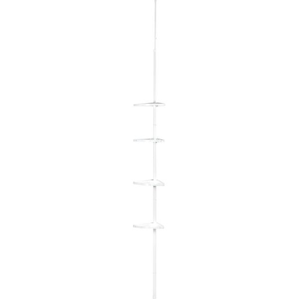 Wenko Scaffale Telescopico Angolo Doccia Con 4 Ripiani Bagno Compatto Ganci Bianchi-image