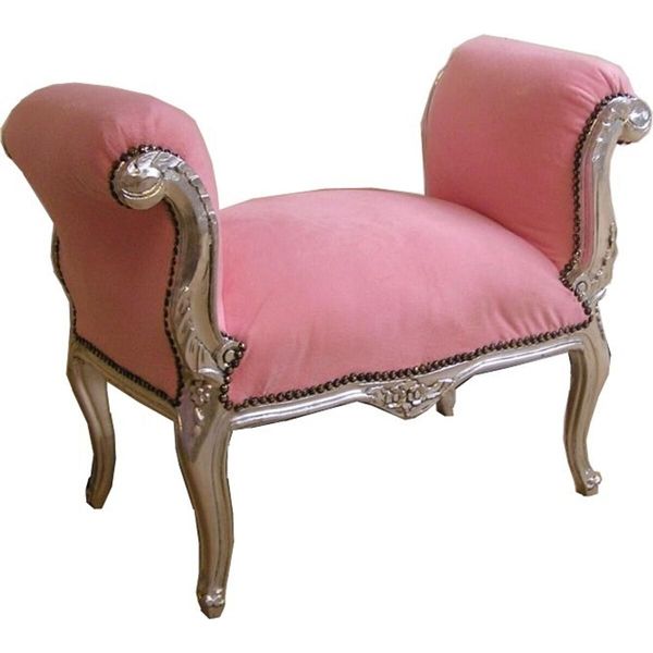 Sgabello Barocco Sgabello Rosa / Argento - Panchina-image