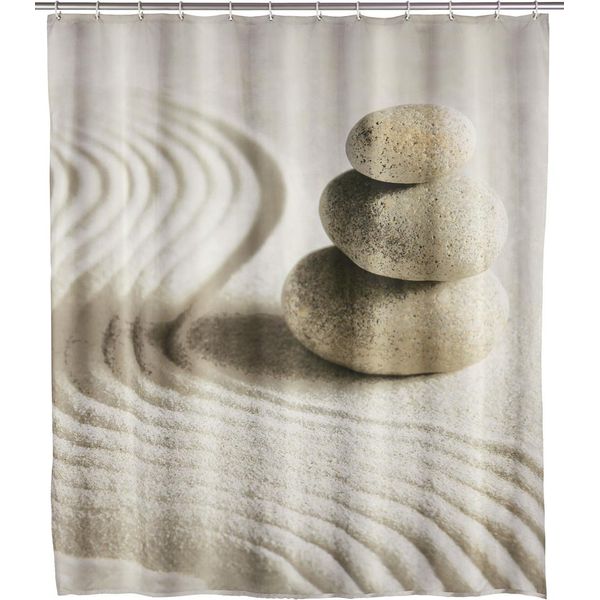 Wenko Tenda Per Doccia Anelli Per Vasche Da Bagno Sand Stone 180X200 Cm Lavabile-image