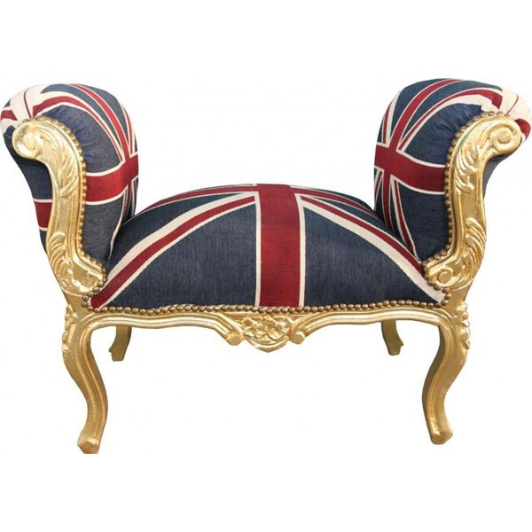 Casa Padrino Sgabello Barocco Sgabello Union Jack / Oro - Panchina-image
