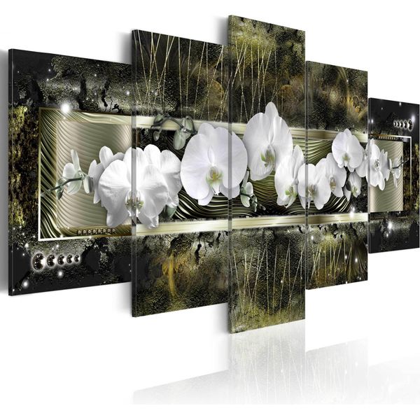 Quadri Su Tela 200X100 Cm B-A-0030-B-P Quadro Su Tela Non Tessuta 5 Pezzi Stampa D'arte Moderna Arte Murale Xxl Decorazione Murale Design Quadro Murale Fiori Orchidi-image