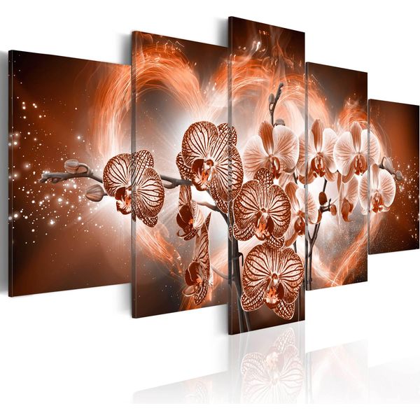 Quadri Su Tela 200X100 Cm B-A-0026-B-N Quadro Su Tela Non Tessuta 5 Pezzi Stampa D'arte Moderna Arte Murale Xxl Decorazione Murale Design Quadro Murale Fiori Orchidi-image