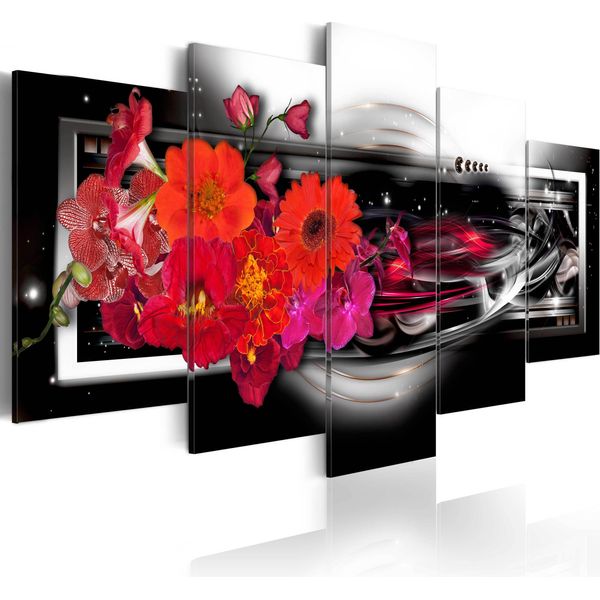 Quadri Su Tela 200X100 Cm B-A-0046-B-P Quadro Su Tela Non Tessuta 5 Pezzi Stampa D'arte Moderna Arte Murale Xxl Decorazione Murale Design Quadro Murale Fiori Abstratti Orchidi-image