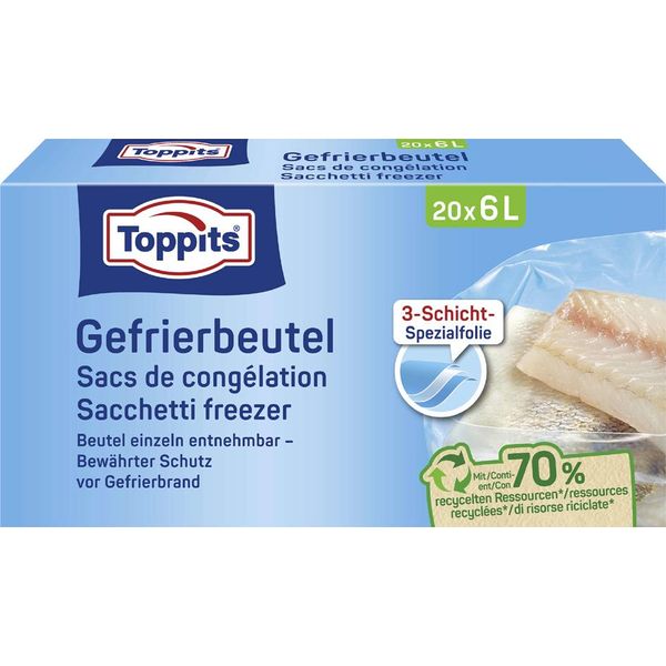 Toppits 4008871208095 Sacchetti Per Congelatore Toppits, 20 X 6 Litri, 290 X 410 Mm-image