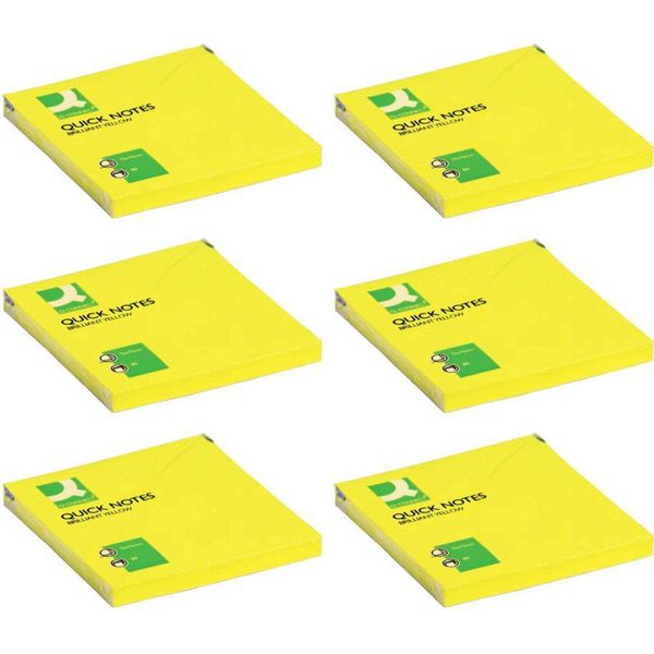 6X Q-Connect® KF10514 Haftnotizen Brilliant - 76 X 76 Mm, Gelb-image