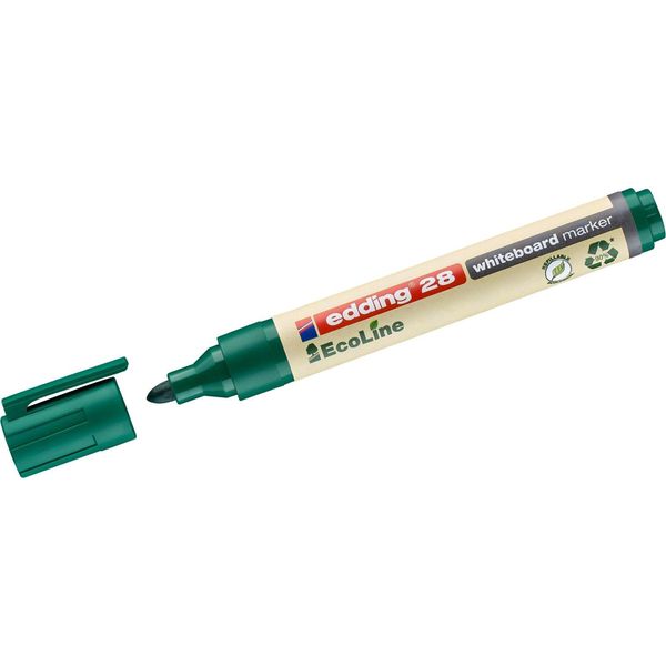 Pennarello Per Lavagna Bianca Edding 28 Ecoline Ricaricabile 1,5-3 Mm Verde Confezione Da 10-image