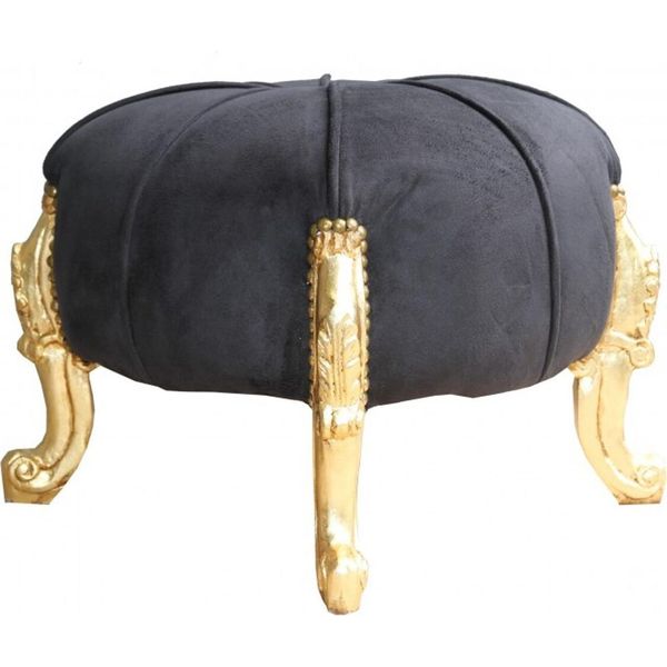 Sgabello Barocco Casa Padrino - Sgabello Rotondo - Nero / Oro - Mobili Barocchi-image