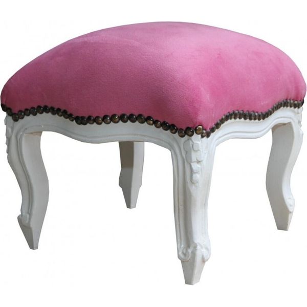 Casa Padrino Sgabello Barocco Rosa / Bianco - Mobili Antichi - Sgabello-image