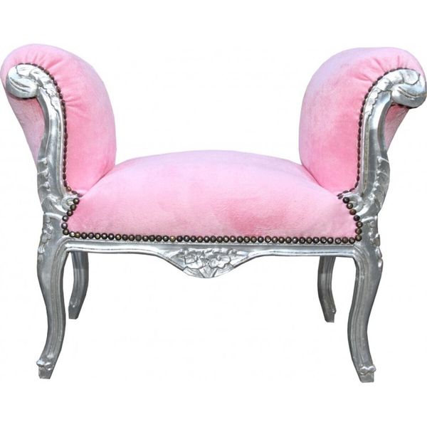 Casa Padrino Sgabello Barocco Sgabello Rosa / Argento - Panchina-image
