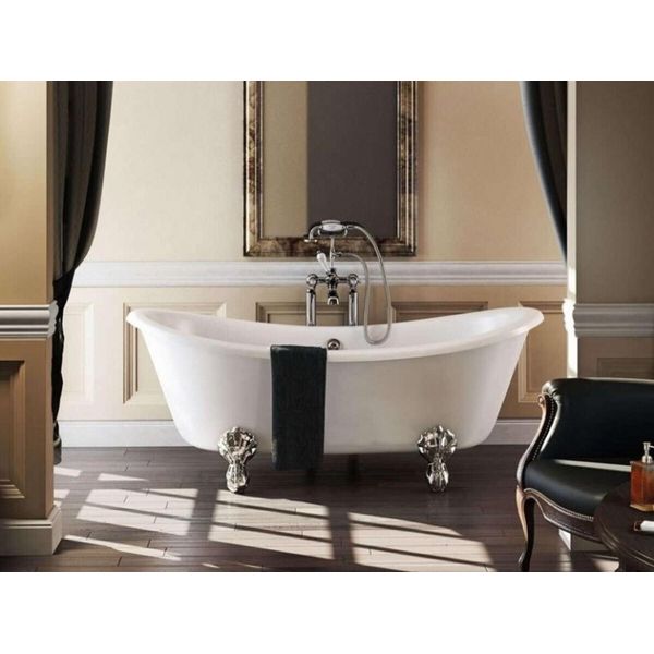 Casa Padrino Vasca Da Bagno Freestanding Art Nouveau 1640Mm Bbat White - Vasca Da Bagno Freestanding Retro Antico, Piedini Per Vasca Da Bagno:Standard Traditional Silver-image