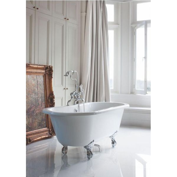 Casa Padrino Vasca Da Bagno Freestanding In Stile Liberty 150 X 75 X 63 Cm Bwin White, Retro Antique, Feet: Bianco Periodo Standard-image