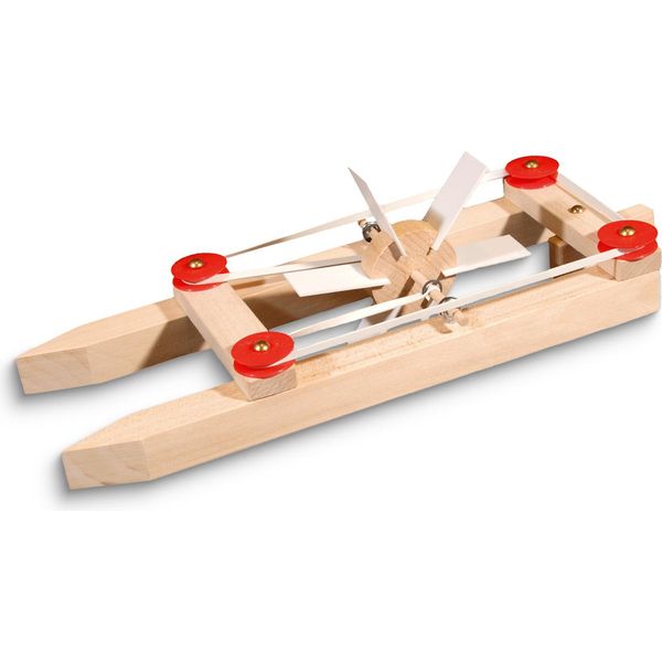 Fiammiferi21 Catamarano Modello Di Nave In Legno Con Motore In Gomma Kit Per Bambini Kit Artigianali Kit In Legno Da 9 Anni-image
