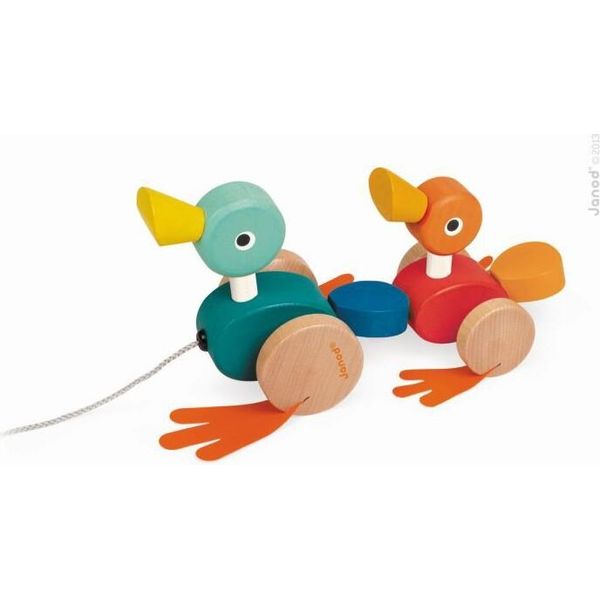 Janod Giocattolo Da Tirare, Anatra, Famiglia, Giocattolo Per Bambini, Giocattolo In Legno-image