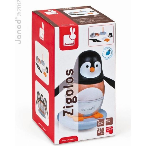 Janod Uomo In Piedi Pinguino Giocattolo Bambino Figura Oscillante-image