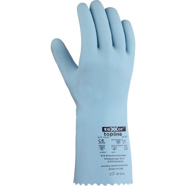 Texxor Topline Guanto Di Protezione Chimica In Lattice Naturale Azzurro-10-image