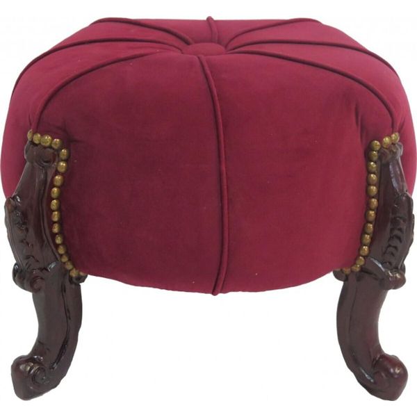 Sgabello Barocco Casa Padrino - Sgabello Rotondo - Rosso Bordeaux / Marrone - Mobili Barocchi-image