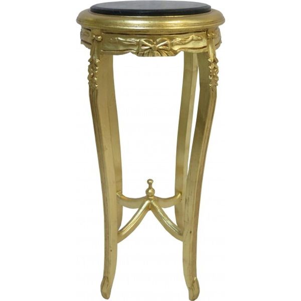 Casa Padrino Tavolino Barocco Xl Con Piano In Marmo Rotondo Oro/Nero 91 X 41 Cm Stile Antico-image