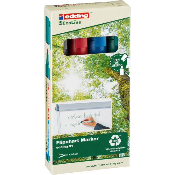 Edding 4-31-4 4 Edding 31 Pennarelli Per Lavagna A Fogli Mobili Ecoline, Colori Assortiti 1,5 - 3,0 Mm-image