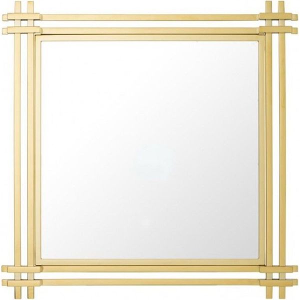 Casa Padrino Specchio Art Deco 90 X 90 Cm In Acciaio Inox Lucido Color Oro - Specchio Da Parete - Luxury Hotel Furniture Collection-image