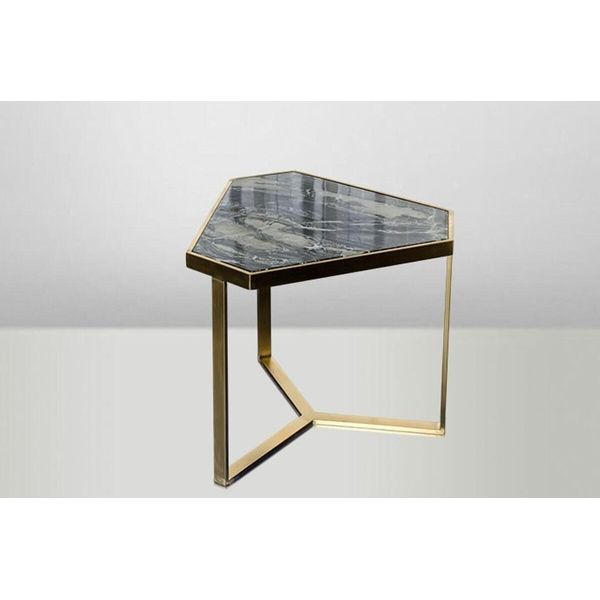 Casa Padrino Tavolino Art Deco In Metallo Dorato/Marmo 55 X 47 Cm- Tavolino Art Nouveau - Tavolino Fiore D'arredo-image