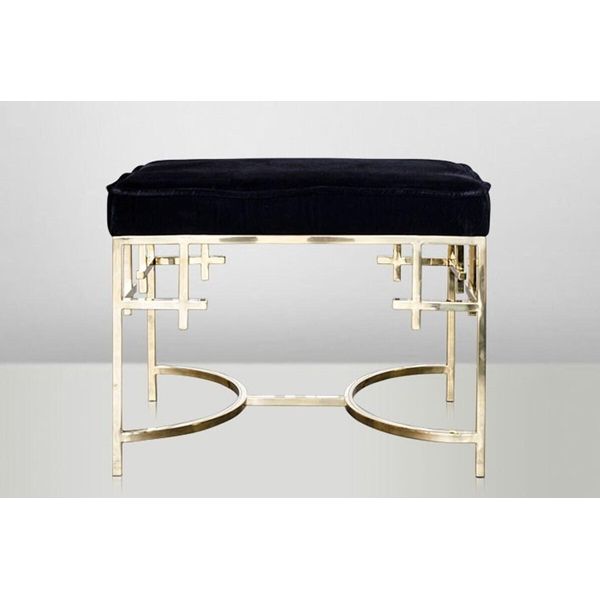 Casa Padrino Sgabello Art Deco In Acciaio Inox Nero / Oro - Mobili Vintage Art Nouveau-image