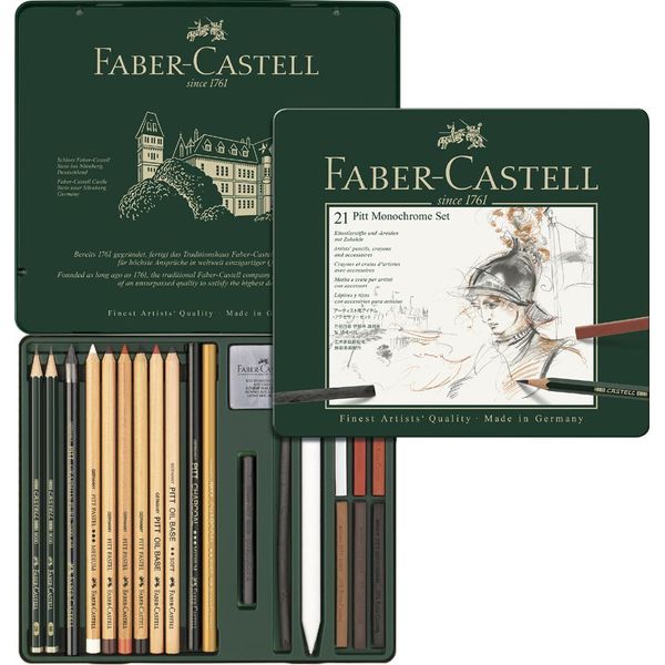 FABER-CASTELL Pitt Monochrome Set Medio, Valigetta Da 21 Pezzi-image