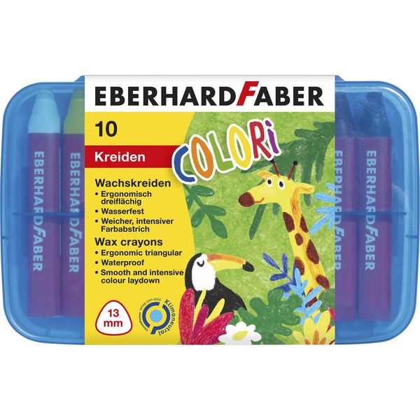 Pastello A Cera Triangolare Eberhard Faber, Astuccio In Plastica 8+2-image