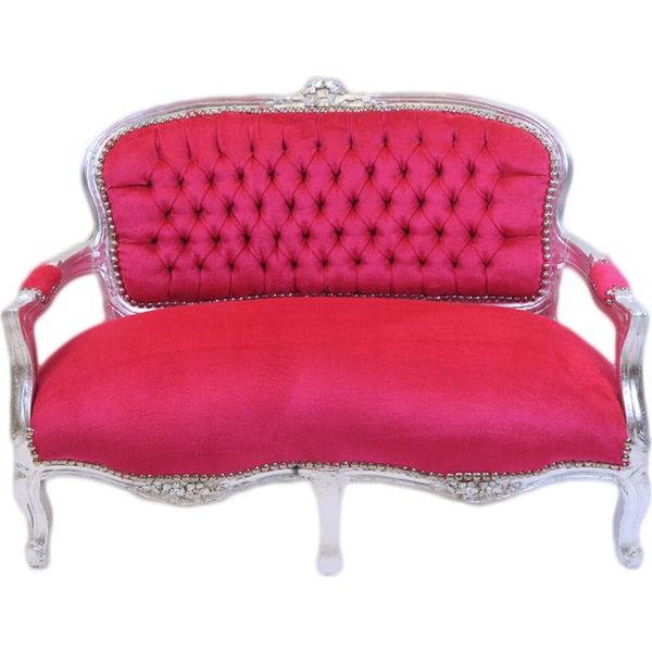 Casa Padrino Panca Per Bambini Barocca Rosa / Argento Divano Per Bambini In Stile Antico-image