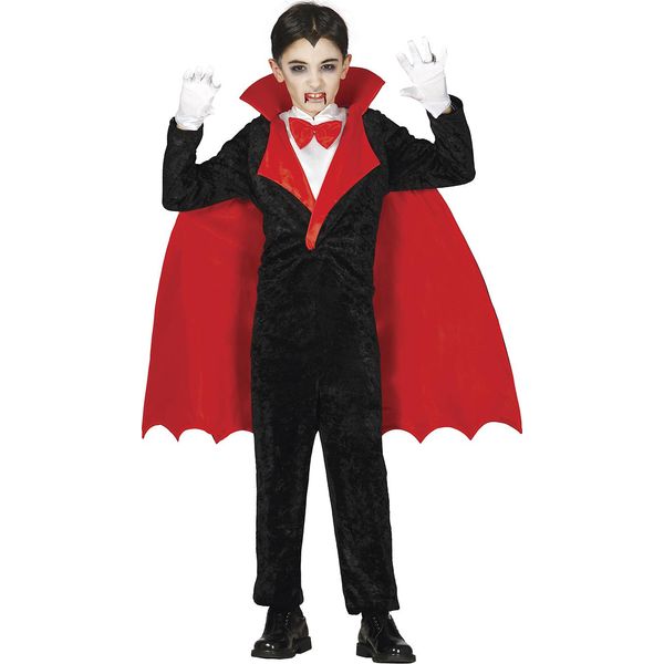Vampiro Halloween Cappotto Capo Costume Rosso Scuro Nero Bambino, Taglia: 110/116 Colore: Nero-image