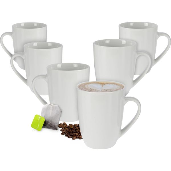 Tazza Da Caffè In Porcellana 350 Ml - Set Di 6 / Bianco - Tazza Da Caffè-image
