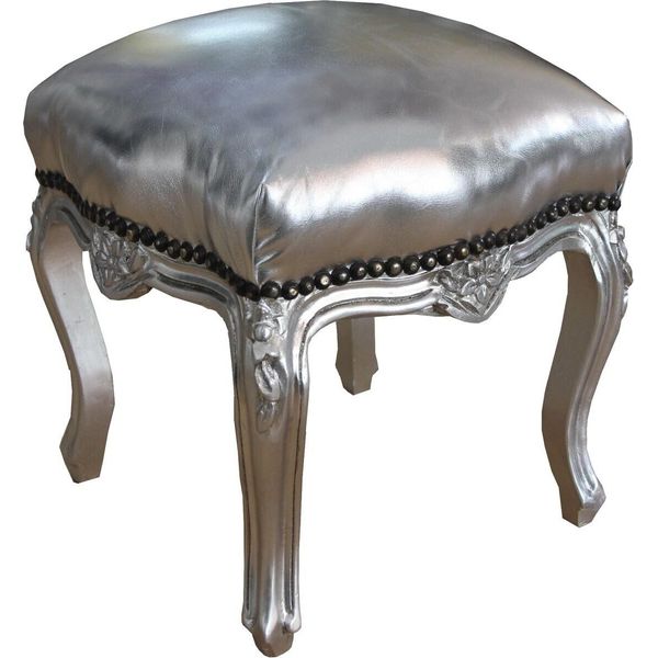 Casa Padrino Sgabello Barocco Argento / Argento Altezza 40 Cm, Larghezza 35 Cm - Mobili Barocchi-image