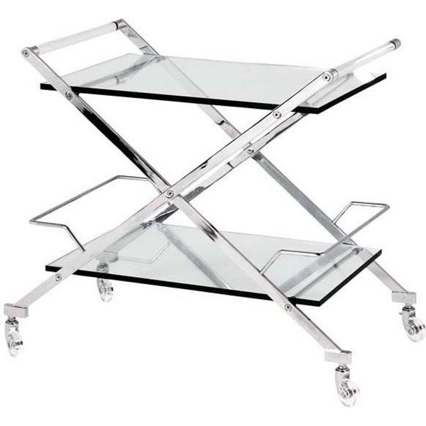 Casa Padrino Carrello Bar In Acciaio Inox E Vetro 77 X 48 X H. 76 Cm - Luxury Hotel & Restaurant Furnishing Furniture B!-image