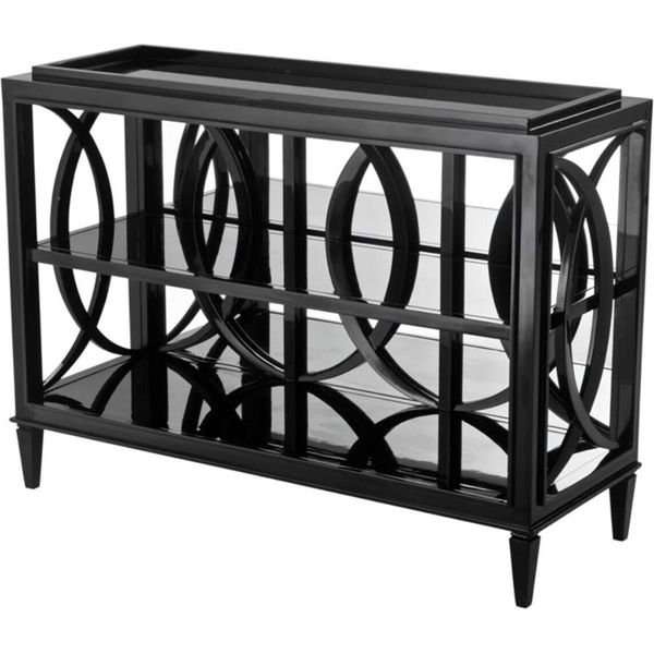 Casa Padrino Mobile Soggiorno Nero 124 X 46 X H. 90 Cm - Mobile Scaffale-image