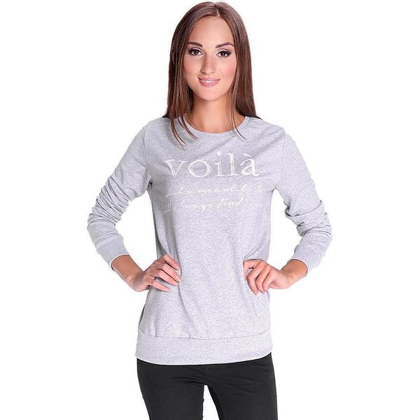 Camicetta Donna A Maniche Lunghe Con Stampa, Grigio Screziato S/M 36/38-image