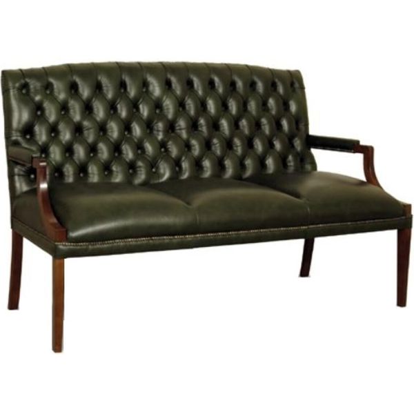 Casa Padrino Panca Chesterfield A 3 Posti Con Braccioli Verde Scuro / Marrone Scuro 180 X 60 X H. 100 Cm - Mobili In Vera Pelle-image