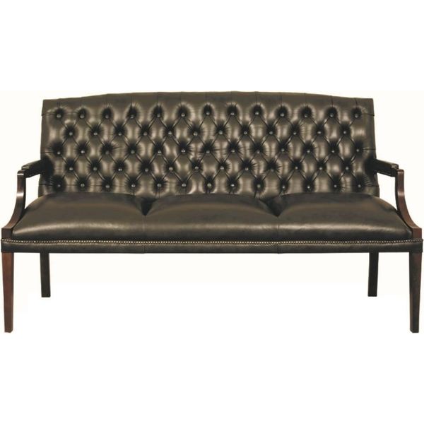 Casa Padrino Panca Chesterfield In Vera Pelle A 3 Posti Con Braccioli Nero/Marrone Scuro 180 X 60 X H. 100 Cm - Mobili-image