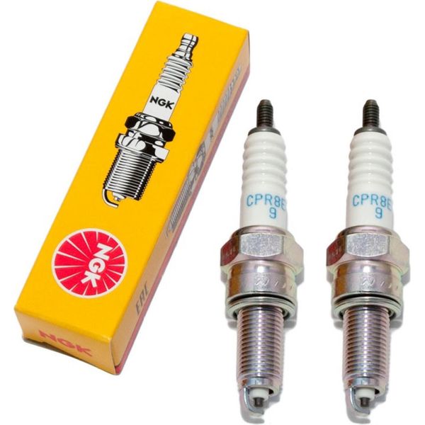 Set Di Candele Ngk 2X CPR8EA-9 Candela Di Accensione Con Soppressione Delle Interferenze, Filettatura Lunga 19,0Mm Ø 10,0Mm Esagono 16,0Mm, Distanza Tra Gli Elettrodi 0,90Mm, Potere Calorifico 8, 2306-image
