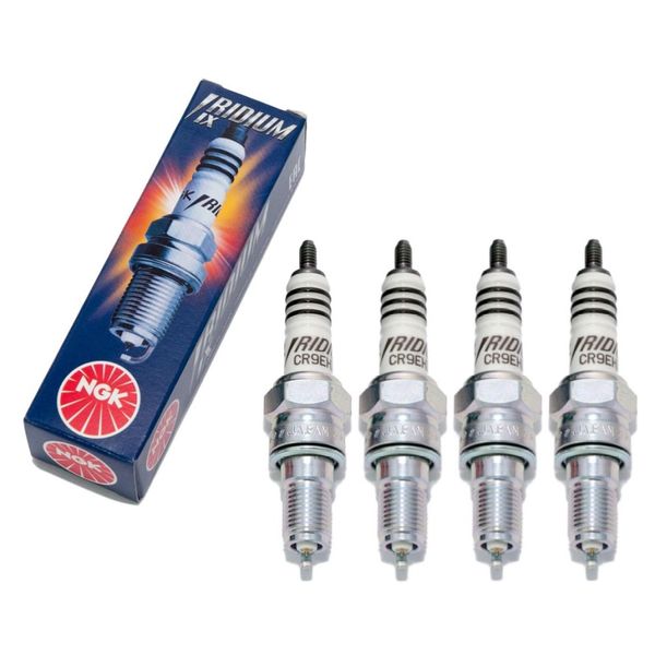 Set Di Candele Ngk 4X CR9EHIX-9 Candela All'iridio Con Soppressione Delle Interferenze, Filettatura Lunga 19,0 Mm Ø 10,0 Mm Esagono 16,0 Mm, Distanza Tra Gli Elettrodi 0,90 Mm, Potere Calorifico 9, 6216-image