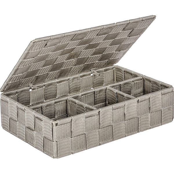 Wenko Cestino Portaoggetti Adria Taupe Con Coperchio Scaffale Scatola Scaffali Organizzazione Bagno Wc-image
