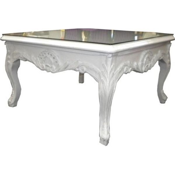 Casa Padrino Tavolino Barocco Bianco 80 X 80 Cm - Tavolino Da Salotto - Tavolino Da Soggiorno-image